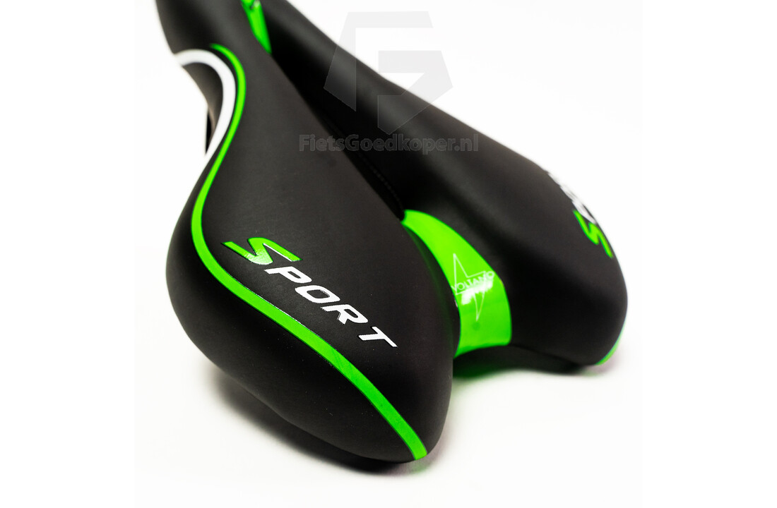Voltano Sport Fietszadel – Zwart / Groen - Gel - Trekking Zadel