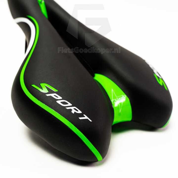 Voltano Sport Fietszadel – Zwart / Groen - Gel - Trekking Zadel