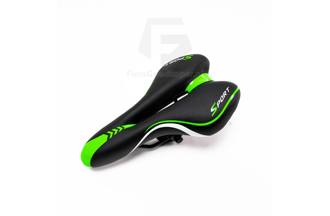 Voltano Sport Fietszadel – Zwart / Groen - Gel - Trekking Zadel
