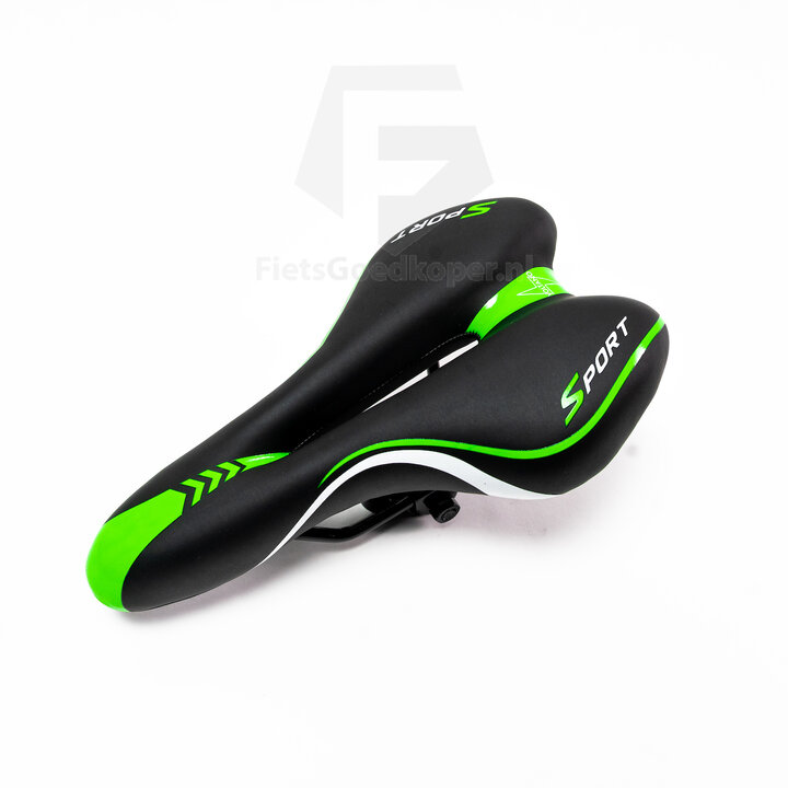 Voltano Sport Fietszadel – Zwart / Groen - Gel - Trekking Zadel