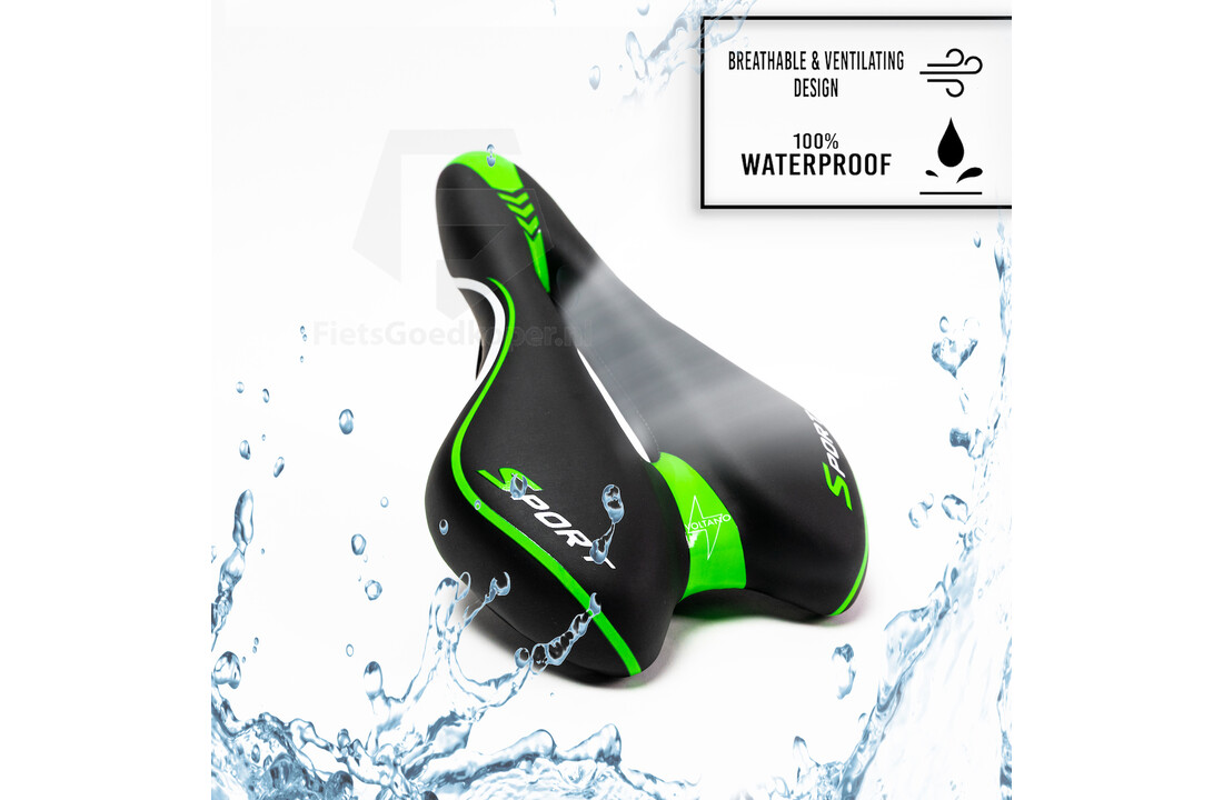Voltano Sport Fietszadel – Zwart / Groen - Gel - Trekking Zadel