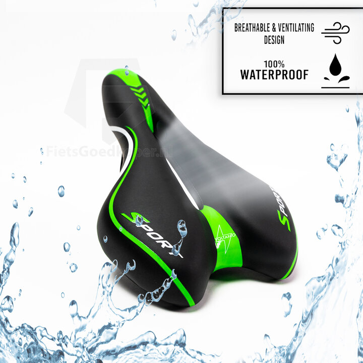 Voltano Sport Fietszadel – Zwart / Groen - Gel - Trekking Zadel