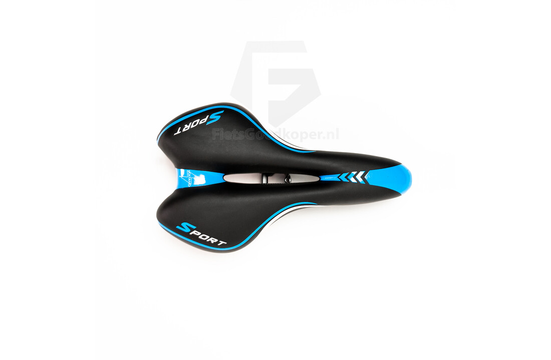 Voltano Sport Fietszadel – Zwart / Blauw - Gel - Trekking Zadel