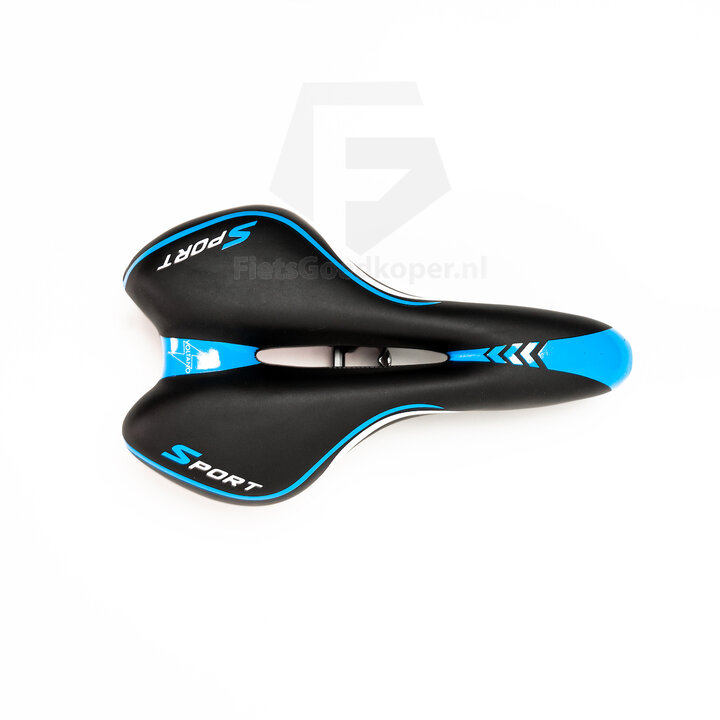 Voltano Sport Fietszadel – Zwart / Blauw - Gel - Trekking Zadel