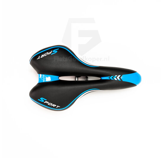 Voltano Sport Fietszadel – Zwart / Blauw - Gel - Trekking Zadel