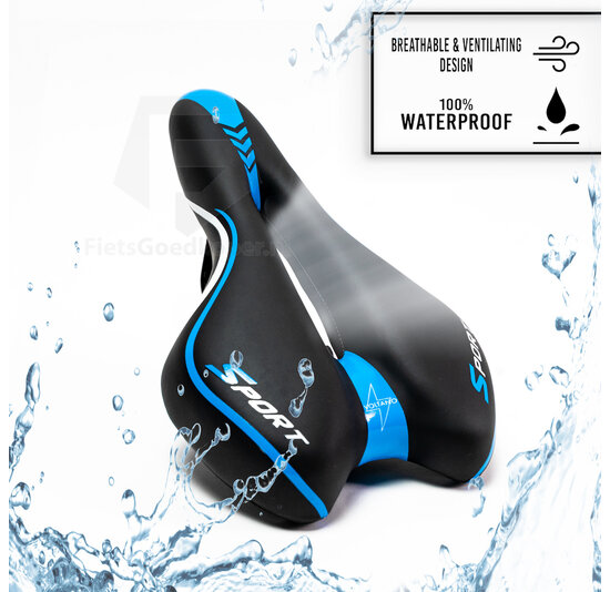 Voltano Sport Fietszadel – Zwart / Blauw - Gel - Trekking Zadel