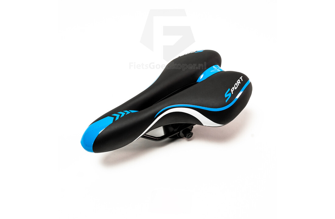 Voltano Sport Fietszadel – Zwart / Blauw - Gel - Trekking Zadel