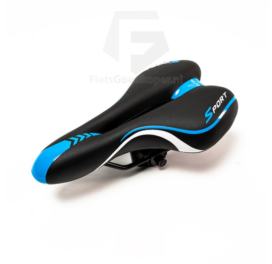 Voltano Sport Fietszadel – Zwart / Blauw - Gel - Trekking Zadel