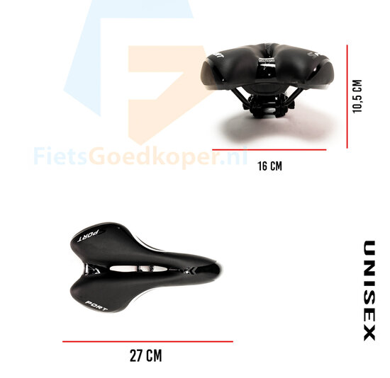 Voltano Sport Fietszadel – Zwart - Gel - Trekking Zadel