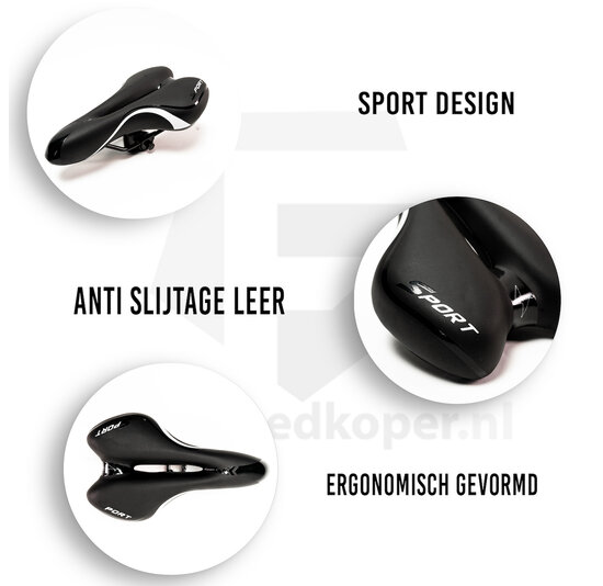 Voltano Sport Fietszadel – Zwart - Gel - Trekking Zadel