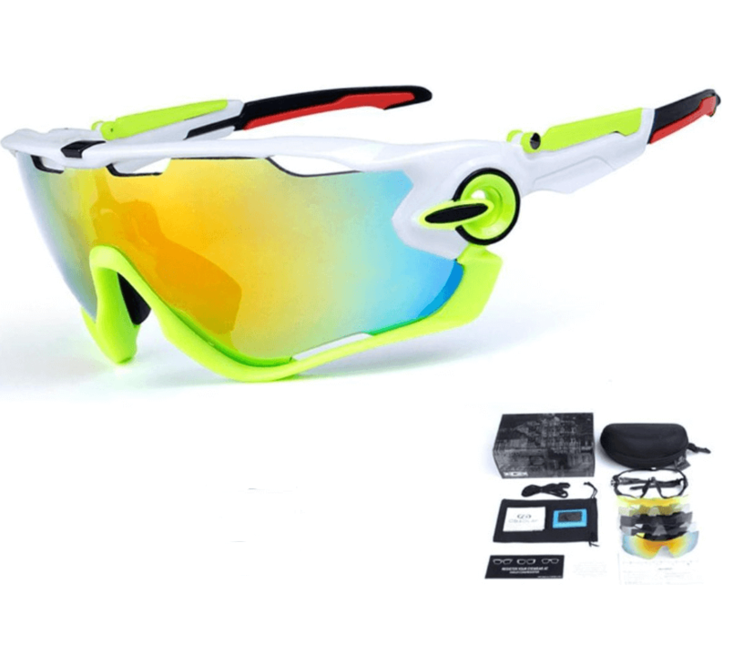 Voltano Fietsbril - Groen / Wit - Incl. 5 Gratis Lenzen En Meer