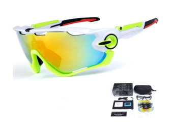 Voltano Fietsbril - Groen / Wit - Incl. 5 Gratis Lenzen En Meer