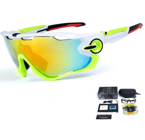 Voltano Fietsbril - Groen / Wit - Incl. 5 Gratis Lenzen En Meer