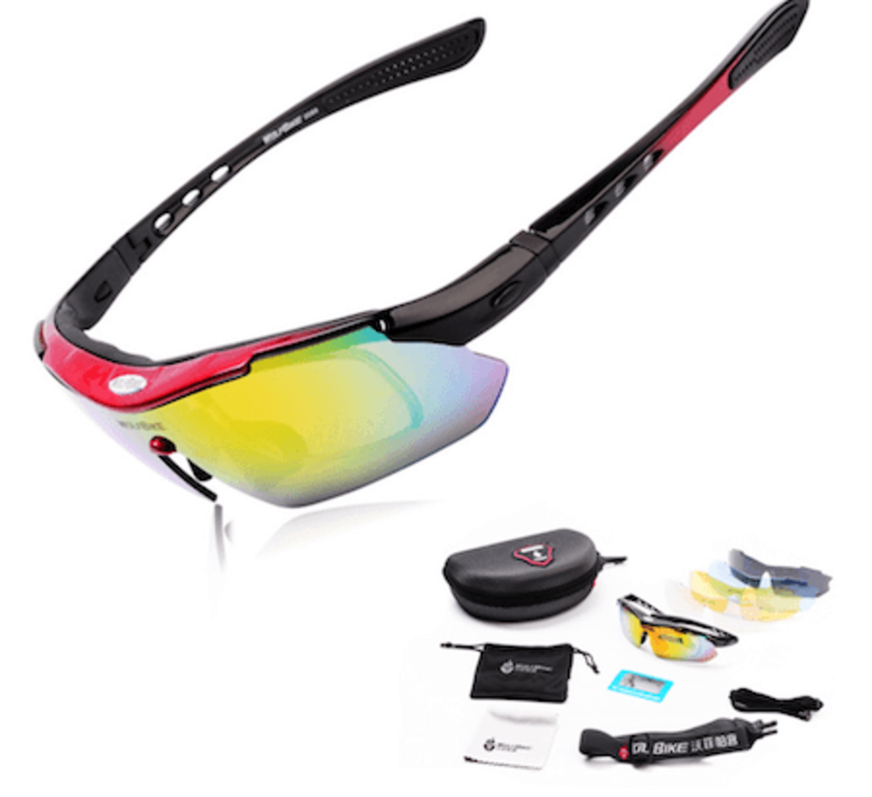 Voltano Fietsbril - Zwart / Rood - Incl. 5 Gratis Lenzen En Meer