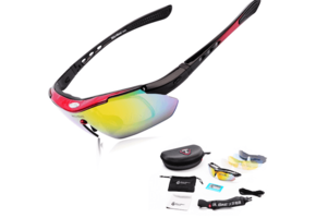 Voltano Fietsbril - Zwart / Rood - Incl. 5 Gratis Lenzen En Meer