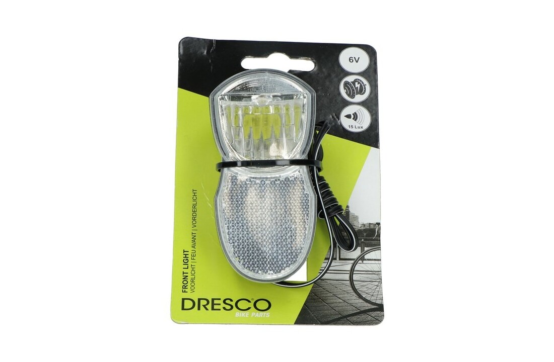 Dresco Fietslamp Naafdynamo - Fietsverlichting - Koplamp Chroom