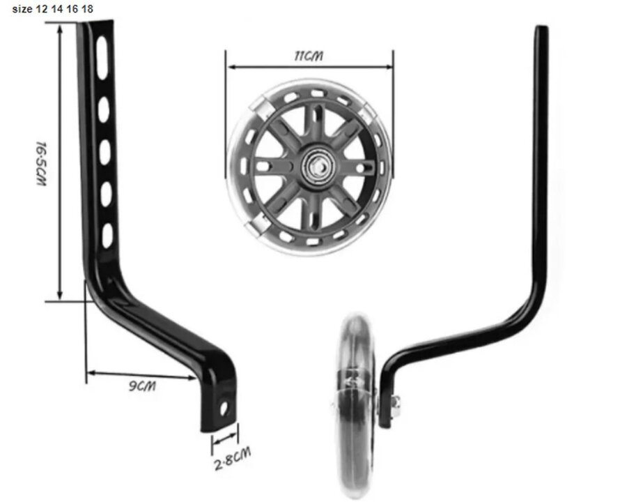 Voltano Zijwieltjes LED Verlichting – Zwart – 12-20 inch