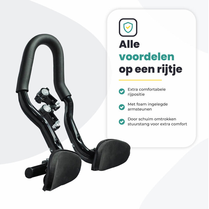 Voltano Verstelbaar Ligstuur Afgerond - Zwart - Aluminium - Opzetstuur / Tijdritstuur - 22,4 / 25,4