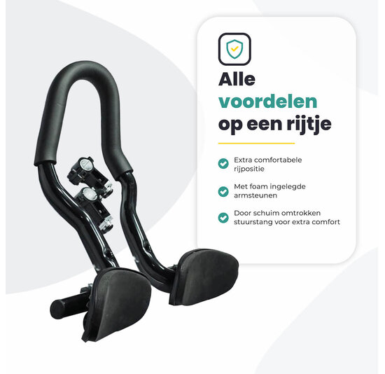 Voltano Verstelbaar Ligstuur Afgerond - Zwart - Aluminium - Opzetstuur / Tijdritstuur - 22,4 / 25,4