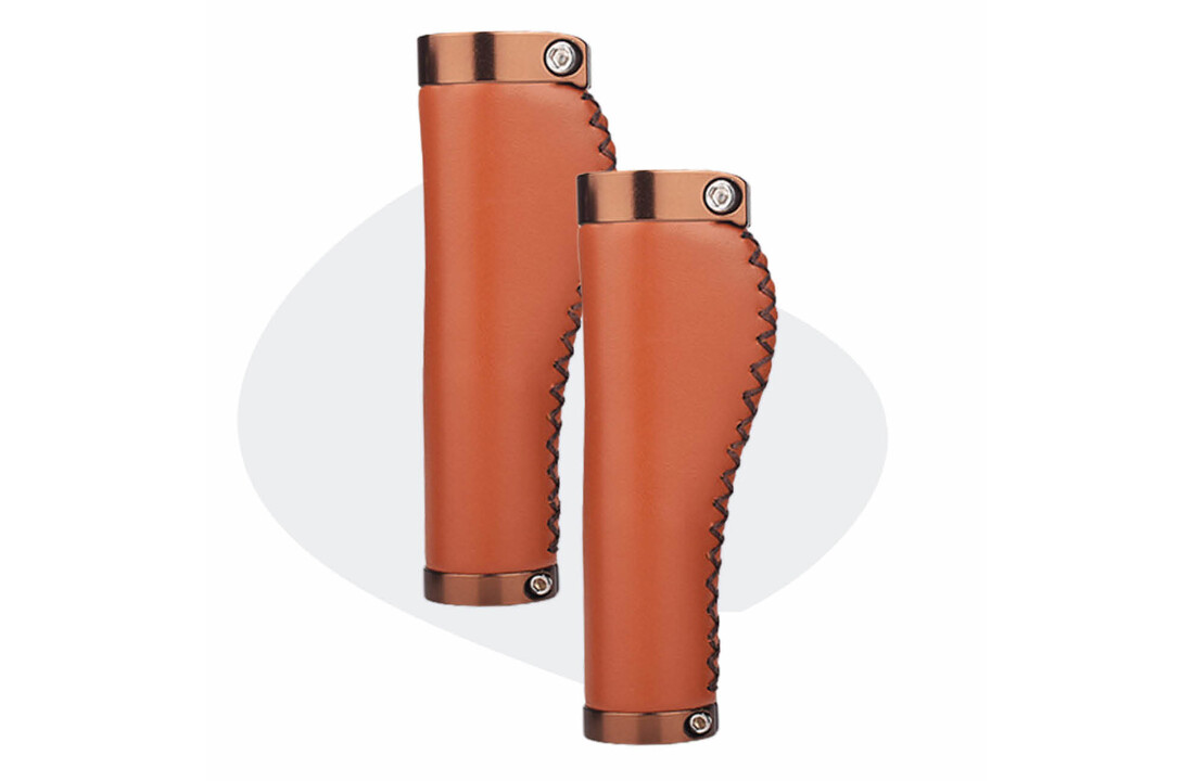 Voltano Leren Fietshandvatten Lichtbruin - Ergonomisch Gevormd - Met Inbus Lock On