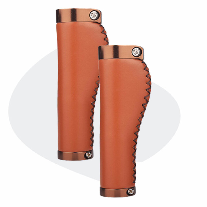 Voltano Leren Fietshandvatten Lichtbruin - Ergonomisch Gevormd - Met Inbus Lock On