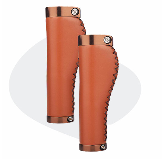 Voltano Leren Fietshandvatten Lichtbruin - Ergonomisch Gevormd - Met Inbus Lock On