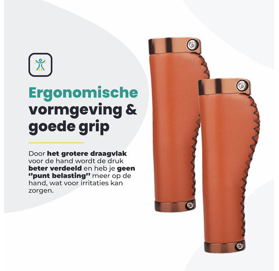 Voltano Leren Fietshandvatten Lichtbruin - Ergonomisch Gevormd - Met Inbus Lock On
