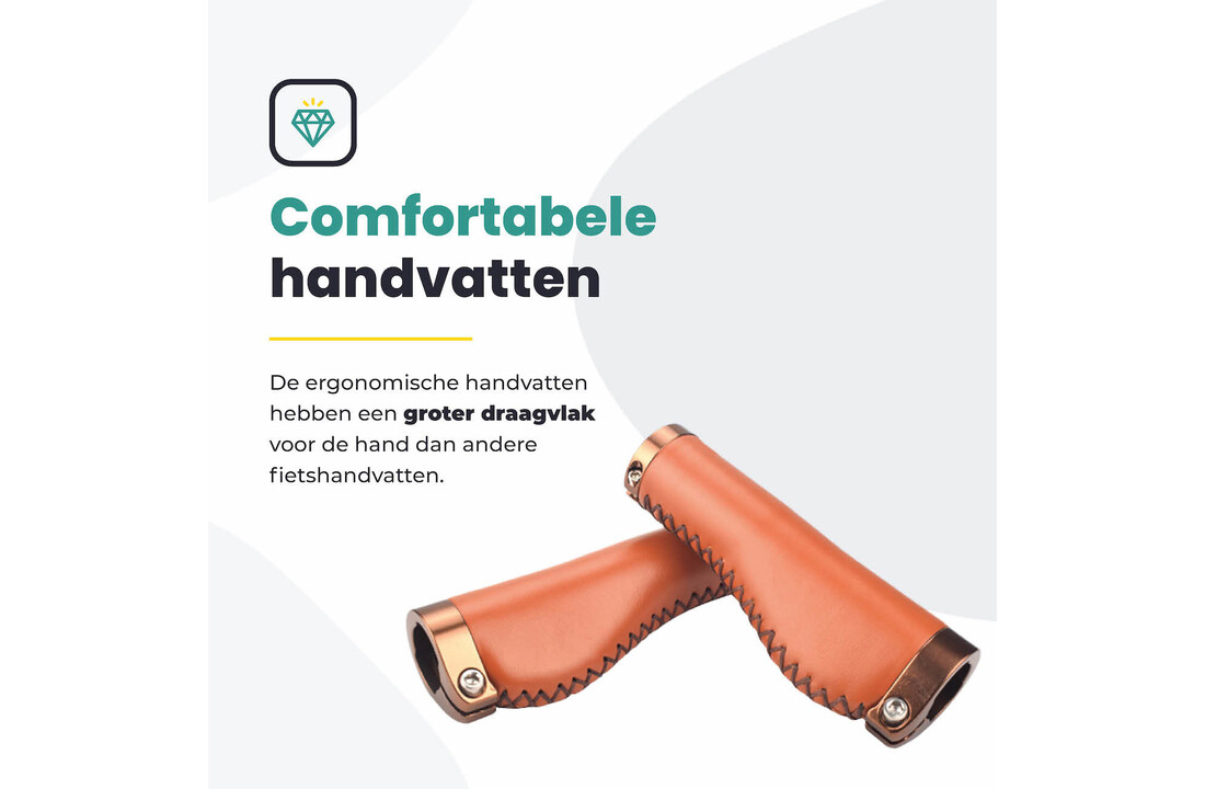 Voltano Leren Fietshandvatten Lichtbruin - Ergonomisch Gevormd - Met Inbus Lock On