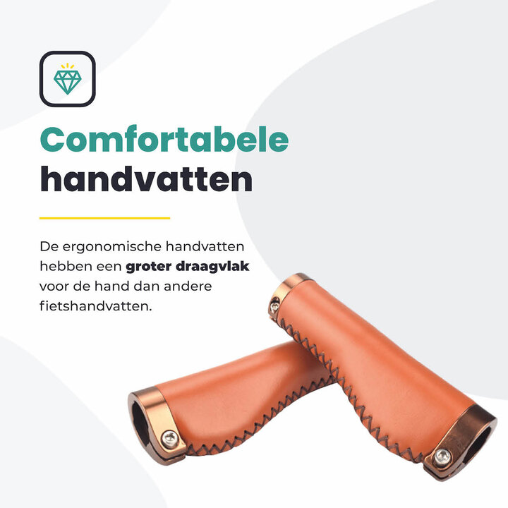 Voltano Leren Fietshandvatten Lichtbruin - Ergonomisch Gevormd - Met Inbus Lock On