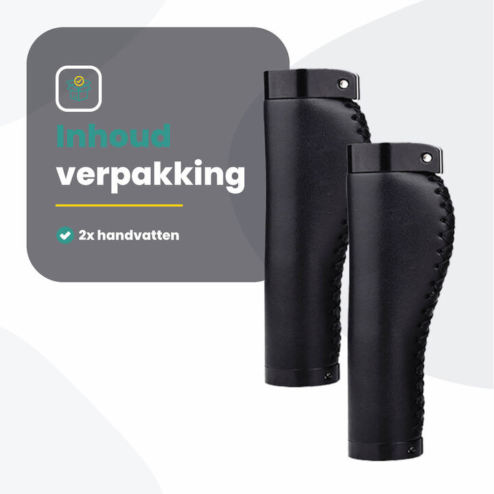 Voltano Leren Fietshandvatten Zwart – Ergonomisch Gevormd – Met Inbus Lock On