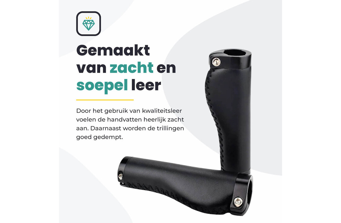 Voltano Leren Fietshandvatten Zwart – Ergonomisch Gevormd – Met Inbus Lock On