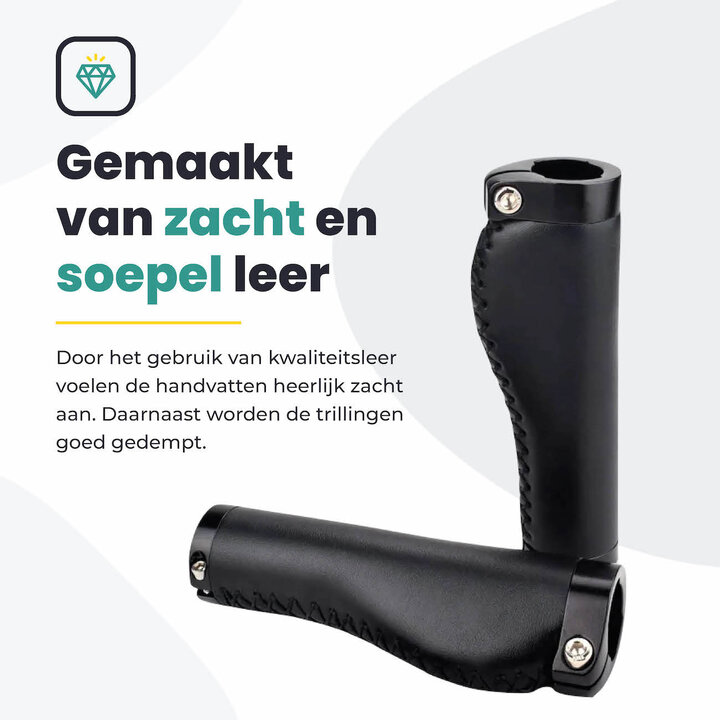 Voltano Leren Fietshandvatten Zwart – Ergonomisch Gevormd – Met Inbus Lock On