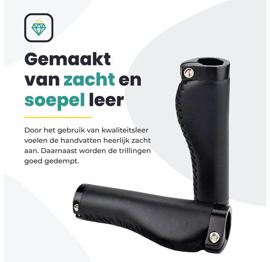 Voltano Leren Fietshandvatten Zwart – Ergonomisch Gevormd – Met Inbus Lock On