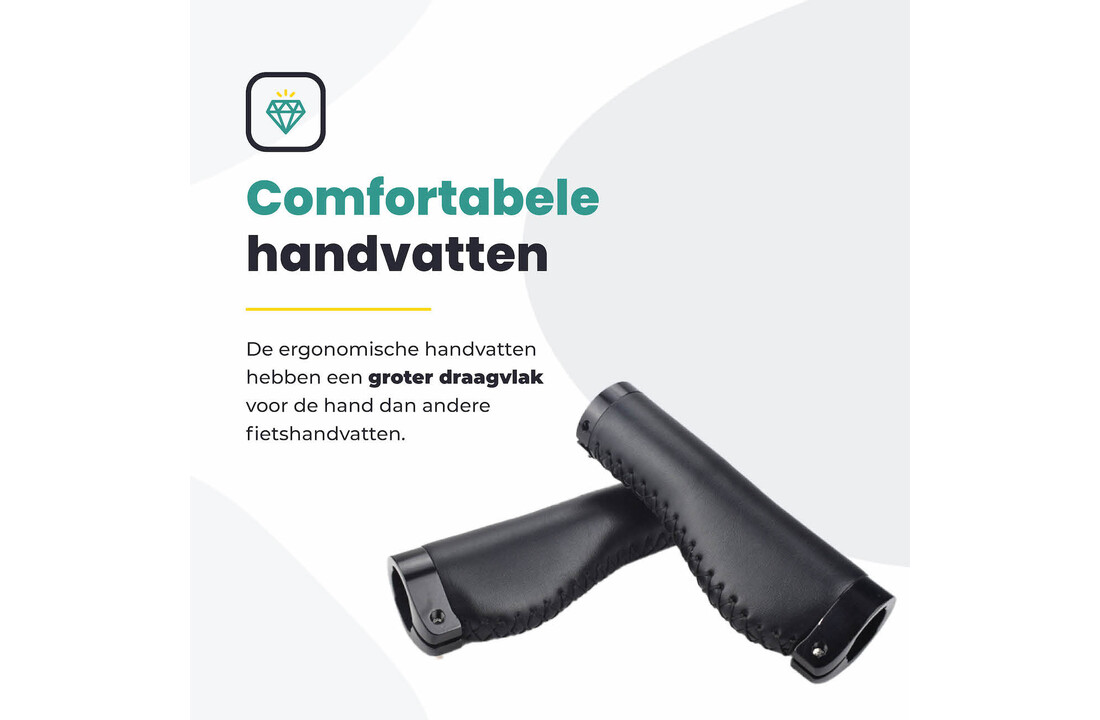 Voltano Leren Fietshandvatten Zwart – Ergonomisch Gevormd – Met Inbus Lock On