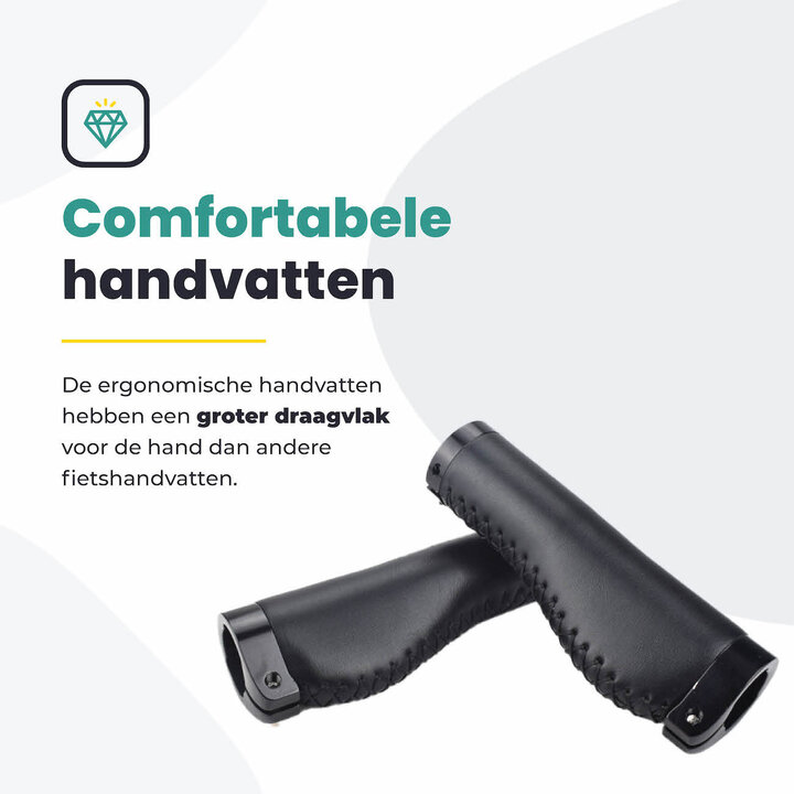 Voltano Leren Fietshandvatten Zwart – Ergonomisch Gevormd – Met Inbus Lock On