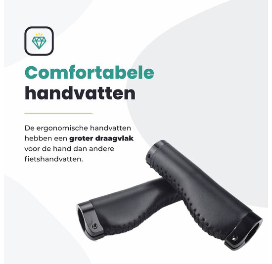 Voltano Leren Fietshandvatten Zwart – Ergonomisch Gevormd – Met Inbus Lock On