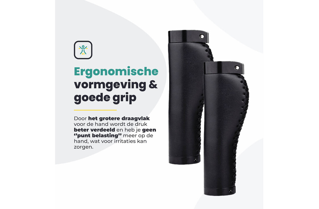 Voltano Leren Fietshandvatten Zwart – Ergonomisch Gevormd – Met Inbus Lock On