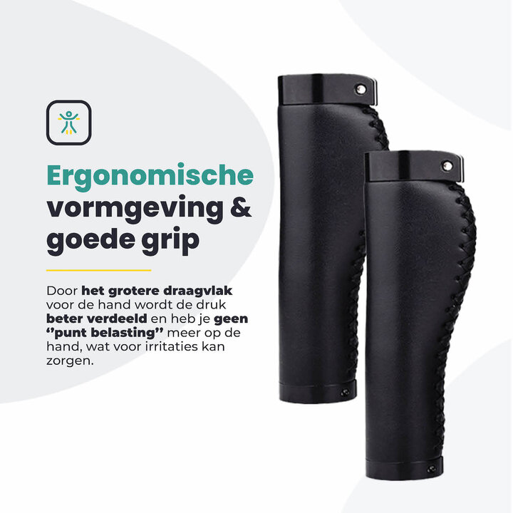 Voltano Leren Fietshandvatten Zwart – Ergonomisch Gevormd – Met Inbus Lock On