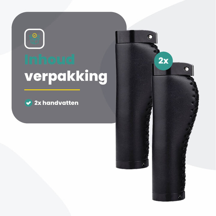Voltano Leren Fietshandvatten Zwart – Ergonomisch Gevormd – Met Inbus Lock On