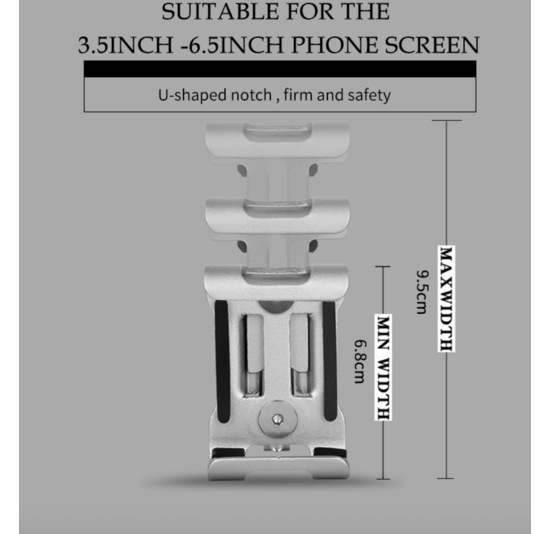 Voltano Aluminium Telefoonhouder Fiets - Grijs - Universeel - 360° Draaibaar