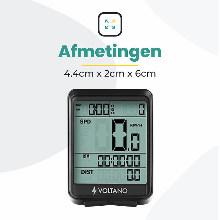Voltano Draadloze Fietscomputer 2.1 inch - Zwart - 21 Functies - Waterdicht