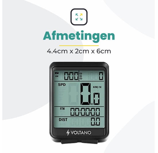 Voltano Draadloze Fietscomputer 2.1 inch - Zwart - 21 Functies - Waterdicht