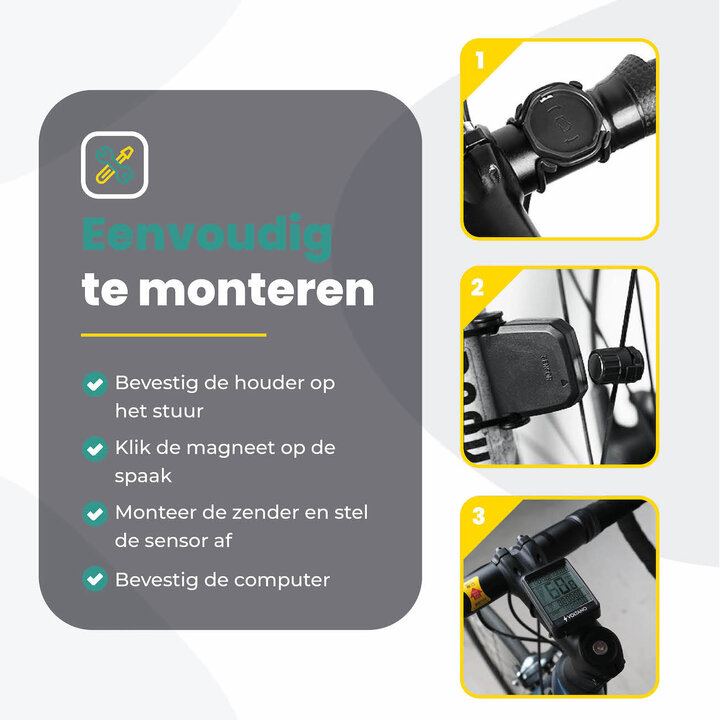 Voltano Draadloze Fietscomputer 2.1 inch - Zwart - 21 Functies - Waterdicht