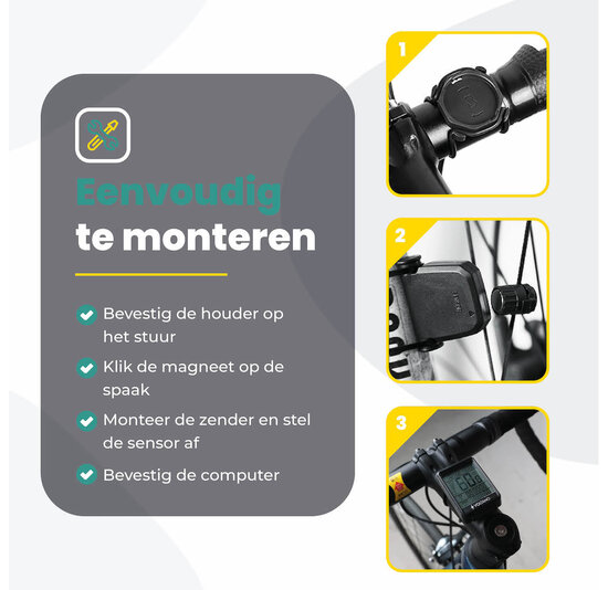 Voltano Draadloze Fietscomputer 2.1 inch - Zwart - 21 Functies - Waterdicht