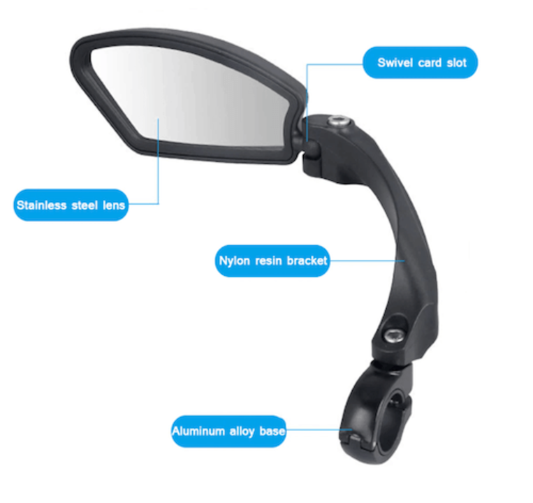 Voltano Fietsspiegel Links - Roestvrijstaal - Extra Stevig - Wegklapbaar