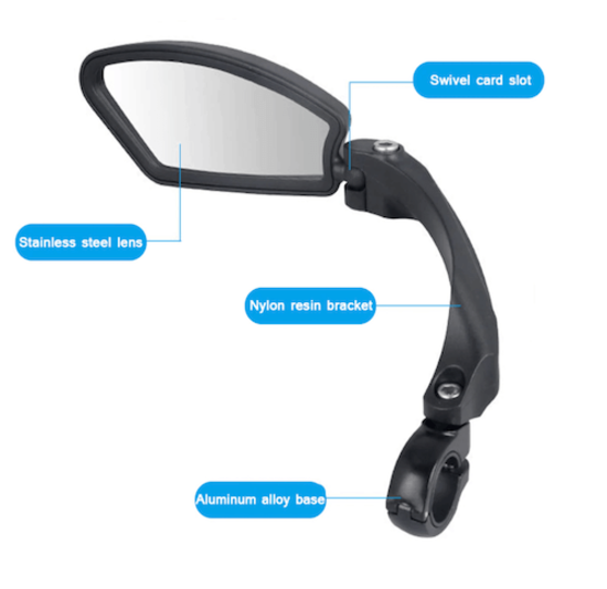 Voltano Fietsspiegel Links - Roestvrijstaal - Extra Stevig - Wegklapbaar