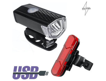 Voltano Led Fietsverlichtingset Met USB Aansluiting