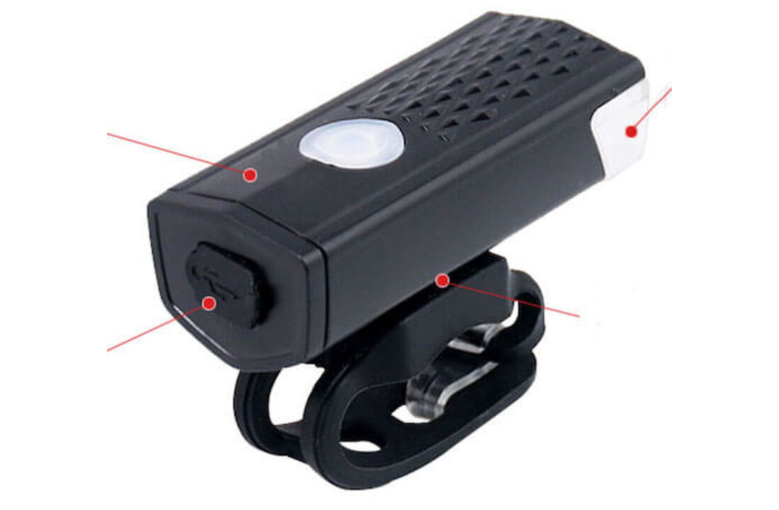 Voltano Led Fietsverlichtingset Met USB Aansluiting - Voor En Achterlicht