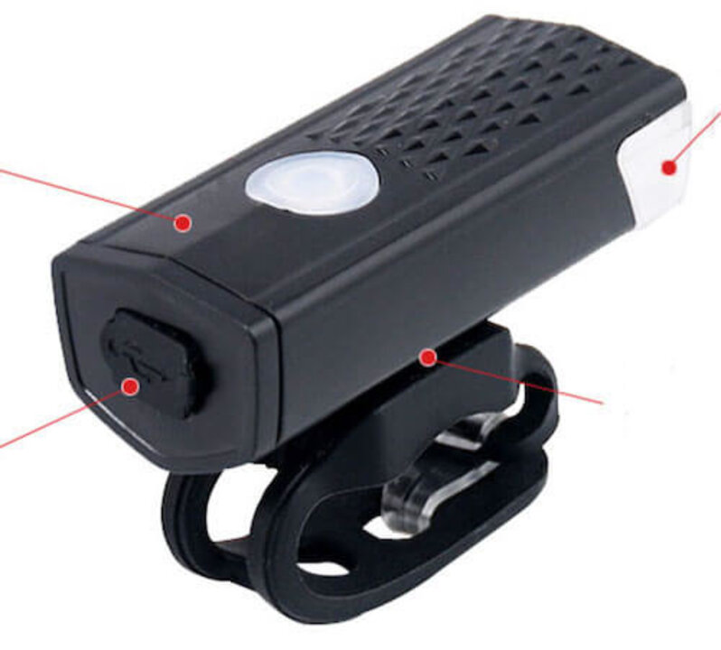 Voltano Led Fietsverlichtingset Met USB Aansluiting - Voor En Achterlicht