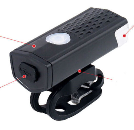 Voltano Led Fietsverlichtingset Met USB Aansluiting - Voor En Achterlicht